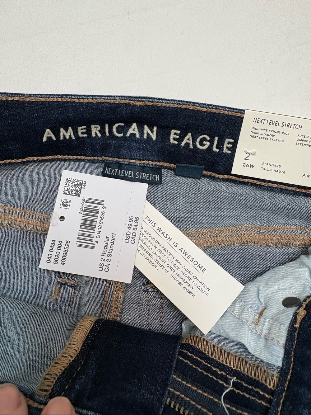 NWT American Eagle High Rise Skinny Kick Flare Jeans Size 2 26W - Picture 6 of 10